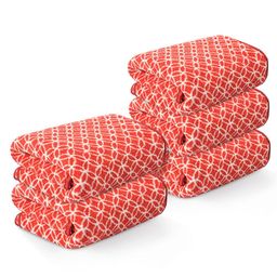 Kuber Industries Red 5 Pieces Printed Microfiber 280 GSM Ultra Absorbent Face Towels-17