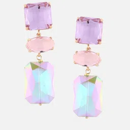 Beatnik Gold-Plated Artificial Stones Studded Geometric Shaped Drop Earrings-picture-47