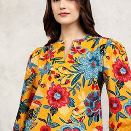 Vishudh Women Floral Printed Mandarin Collar Cotton Top-picture-36