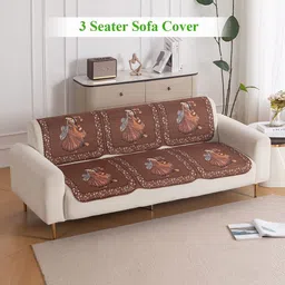 HOKIPO HeavenHue Brown & Grey 2 Pieces Printed 3 Seater Sofa Covers-picture-24