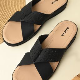 Rocia Women Open Toe Flats with Laser Cuts-7