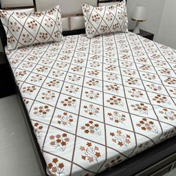 Pure Decor White & White Floral Queen Bedsheet with 2 Pillow Covers-image-0