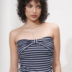 Tokyo Talkies Women Strapless Striped Fitted Crop Top-picture-57