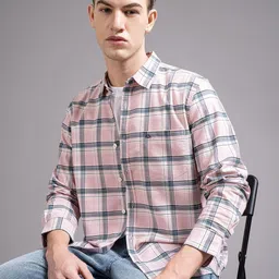 British Club Tartan Checks Spread Collar Cotton Smart Slim Fit Casual Shirt-picture-19