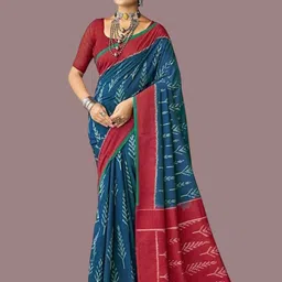 Anouk Ajrak Block Pure Cotton Block Print Saree image 4