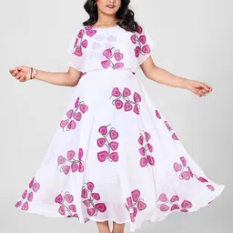 Aarya Designer Girls Floral Printed Flared Sleeve Fit & Flare Maxi Dress-image-29