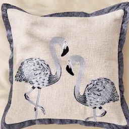 Home Centre Beige & Grey Embroidered Square Cushion Covers-picture-53