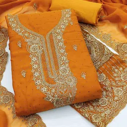 Blissta Embellished Unstitched Dress Material-image-70