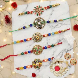 MEIRA JEWELLERY Set Of 5 Rakhi Greeting Card & Roli Chawal-picture-32