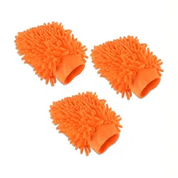 Aura 3-Pcs Orange Coloured Double Sided Car Washing Gloves-image-63