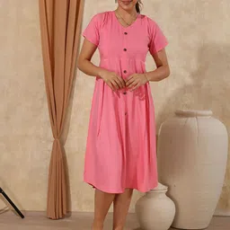 EASY MOM Women Maternity Fit & Flare Midi Dress-picture-40