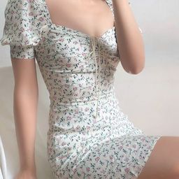 DressBerry Floral Print Puff Sleeve Bodycon Mini Dress-picture-33