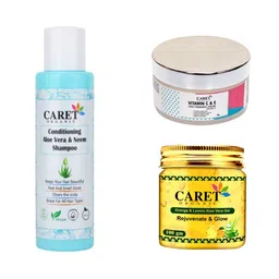 CARET ORGANIC Neem Shampoo Orange Lemon Aloevera Gel & Vitamin C Nourishing Cream Combo-8