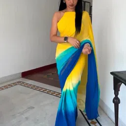 HERE&NOW Ombre Dyed Pure Georgette Saree-picture-53