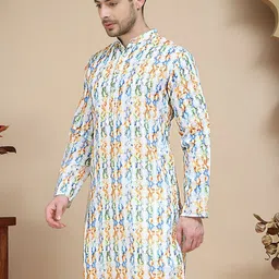 Anouk Rustic Men Abstract Printed Mandarin Collar Kurta image 2