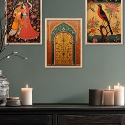 Kotart Brown & Red 3 Piece Wood Abstract Wall Paintings-picture-26