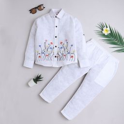 BAATCHEET Boys Embroidered Long Sleeves Pure Cotton Shirt With Trousers-image-62