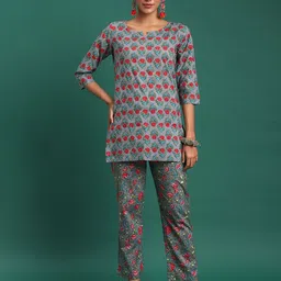 BANDIA Printed Pure Cotton Tunic & Trousers Co-ords-image-24