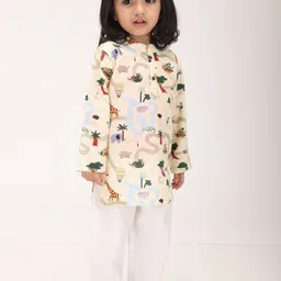 MAMA AND PEACHES Kids Fun At Safari Pure Cotton Kurta with Trousers-11