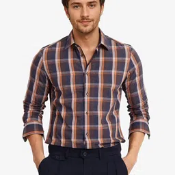 RARE RABBIT Men Comfort Spread Collar Checked Cotton Casual Shirt-image-52
