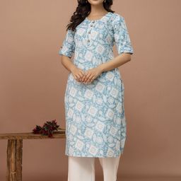 Anouk Rustic Floral Printed Round Neck Cotton Straight Kurta-picture-17