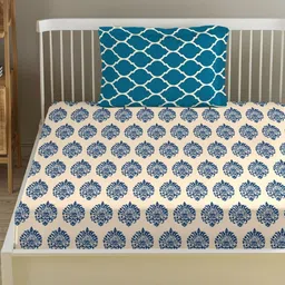Trance Home Linen Blue Printed Linen Cotton 200 TC Single Bedsheet Set 1.52 m x 2.54 m-45