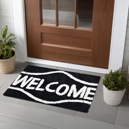 Kuber Industries 6Pcs Charcoal Black Brown Printed Rectangle Anti Skid Doormats-78