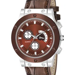 Gopal Shopcart Patterned Dial & Leather Textured Straps Analogue Watch Csamon_21_Brown-image-64