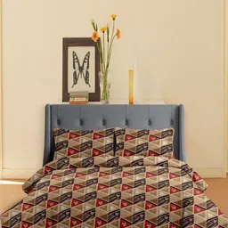 Sheer N Sheets Coffee Brown & Red Floral Printed 180 TC Queen Bedsheet Set 2.29 m x 2.54 m-image-92