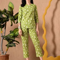GLITO Cotton Printed Top With Trousers Co-Ords-image-6