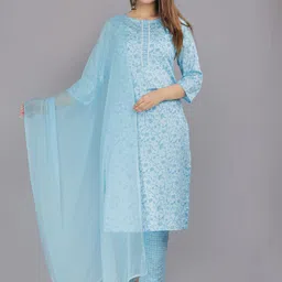 Blushwork Women Paisley Printed Regular Kurta with Trousers & With Dupatta-11