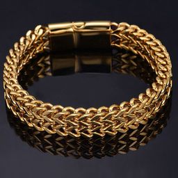 MEENAZ Gold-Plated Stainless Steel Anti tarnish Link Bracelet-image-60