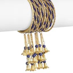 Mamon Creations Gold-Plated & Blue Alloy Bangles-picture-43