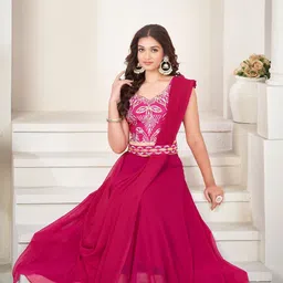 KALINI Embroidered Thread Work Semi-Stitched Lehenga & Unstitched Blouse With Dupatta-picture-15