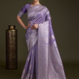 Peachmode Woven Design Zari Pure Silk Banarasi Saree-image-100