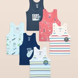 Revvo Junior Boys Pack Of 6 Pure Cotton Basic Vests RJV-115-picture-39