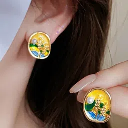 AKISON JEWELS Gold-Plated Beaded Circular Studs-image-13