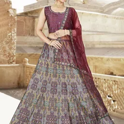 EthnicTree Printed Beads and Stones Ready to Wear Lehenga & Blouse With Dupatta-picture-11