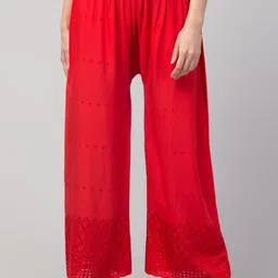 FAMBEE Women Embroidered Knitted Palazzos-picture-47