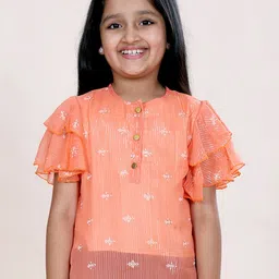 KiddoPanti Girls Round Neck Striped Print Top-35