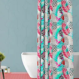 ArtzFolio Grey & Green Printed Waterproof Shower Curtain-9