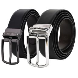 Hayes London Pack Of 2 Men Leather Reversible Textured Formal Belt-image-26