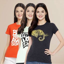 Metronaut Pack of 3 Typography Printed T-shirt-image-50