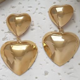 Estailo fashion Gold-Plated Heart Shaped Drop Earrings-image-79