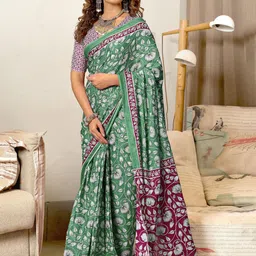 HMP Fashion Ajrak Block Ikat Saree-image-30