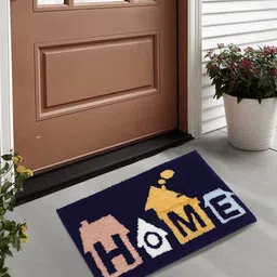Myntra Elegant Homes Navy Blue & Yellow Geometric Printed Anti-Skid Doormat-26