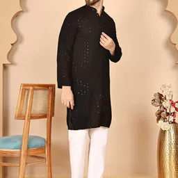 Anouk Rustic Men Embroidered Regular Sequinned Kurta with Pyjamas image 2