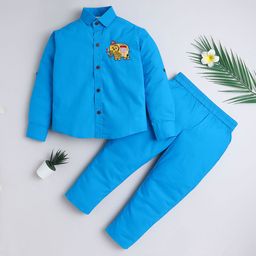 BAATCHEET Boys Embroidered Long Sleeves Pure Cotton Shirt With Trousers-image-87