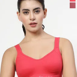 LILY Women Pack of 2 Full Coverage Non Padded Seamless Workout Bra-20
