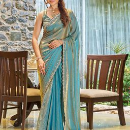 ANJANI TEXTILE Beads and Stones Embellished Tissue Saree-image-30